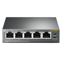 TP-LINK (TL-SF1005P) 5-Port 10/100 Unmanaged Desktop Switch, 4 Port PoE, Steel Case TP-LINK (TL-SF1005P) 5-Port 10/100 Unmanaged Desktop Switch, 4 Port PoE, Steel Case